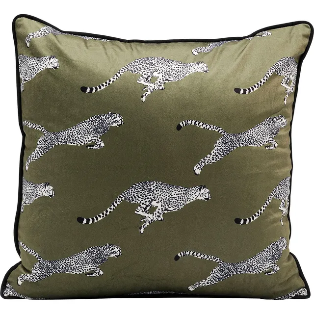 kare-design-running-chetahs-kissen-45x45-cm-gr-n-mit-rei-verschluss image 1