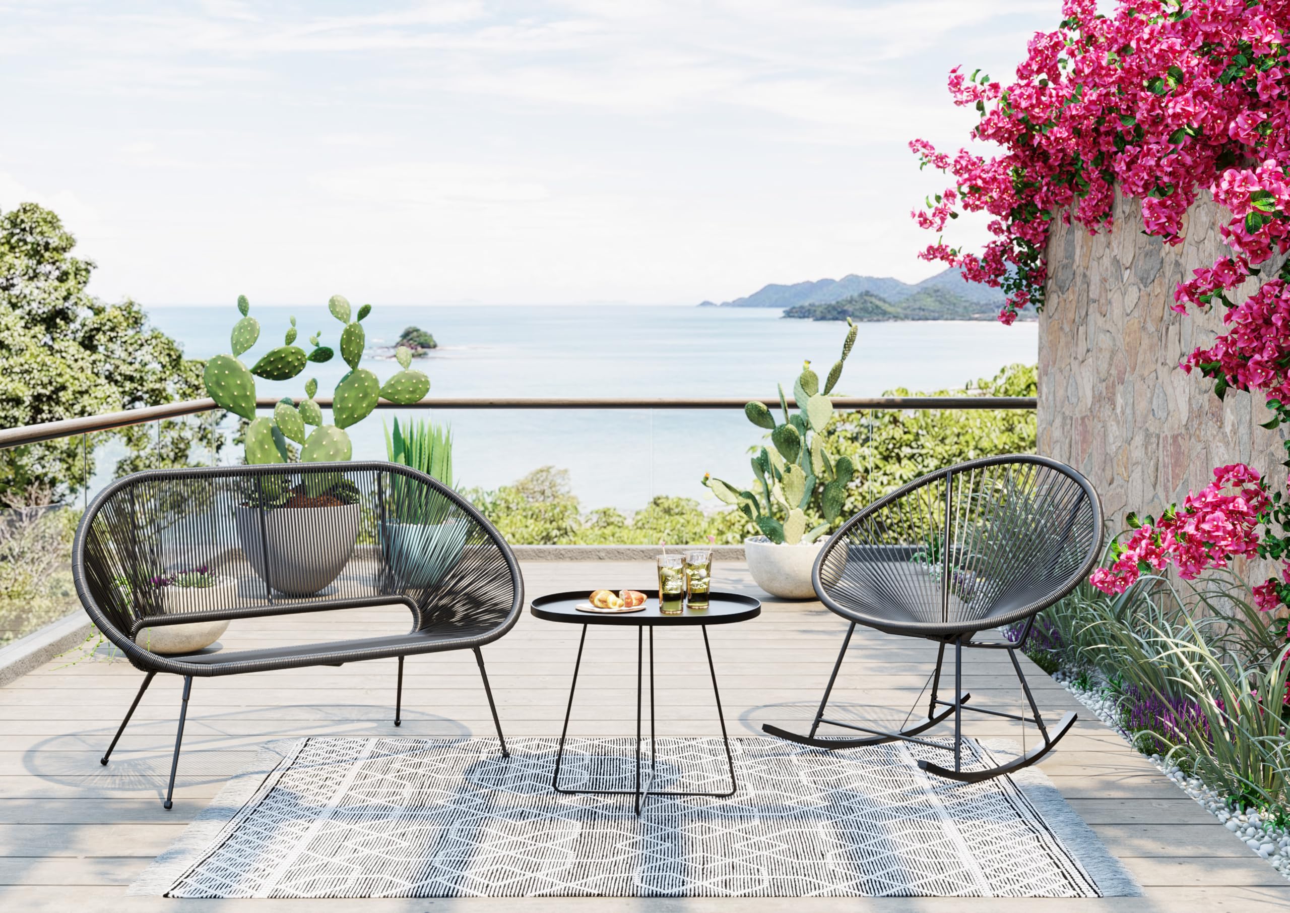 kare-design-bank-acapulco-mono-schwarz-indoor-outdoor-2-personen image 2