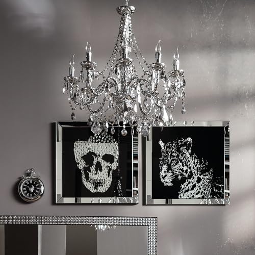 kare-design-frame-mirror-skull-glasbild-totenkopf-schwarz-silber-100x100x4-5-cm image 8