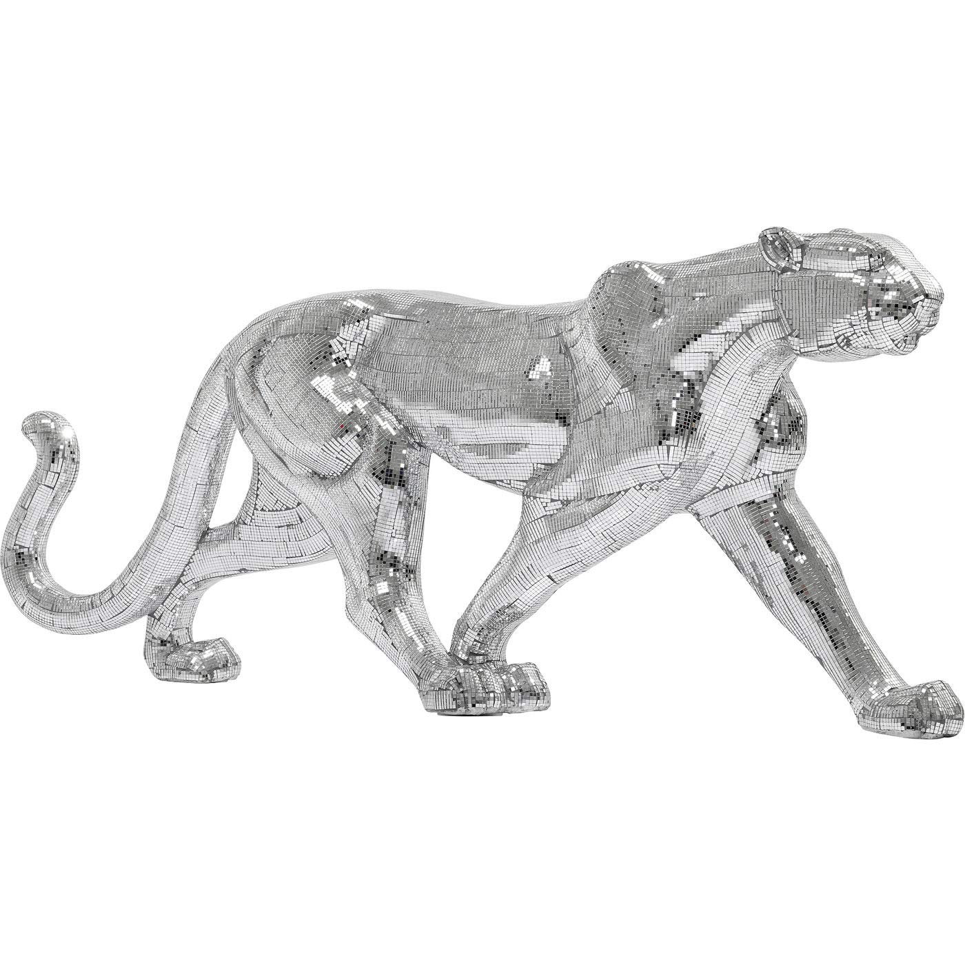 kare-design-deko-objekt-leopard-mosaic-silber-129-x-25-x-50-cm-boden-skulptur image 2