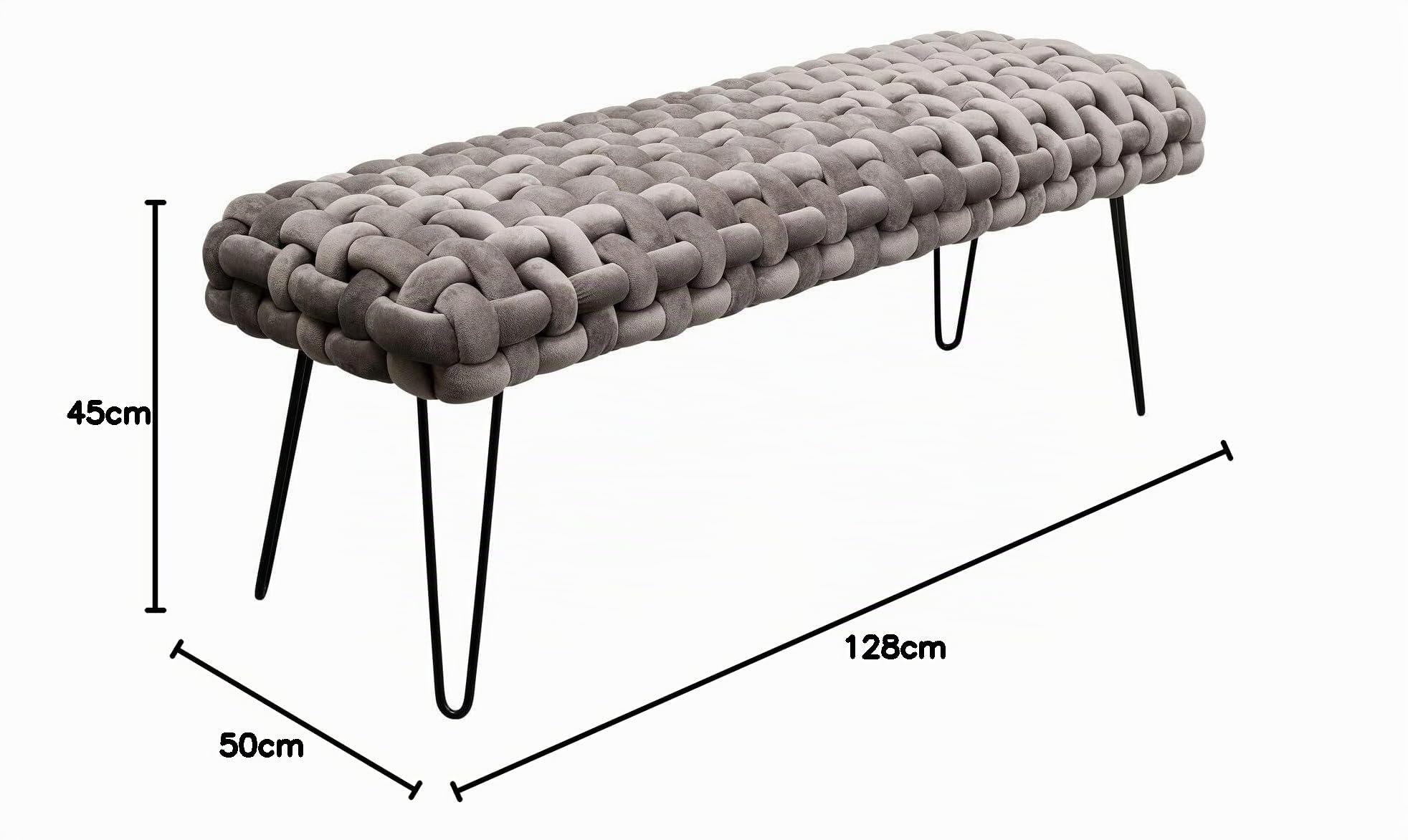 kare-design-bank-weave-samt-grau-128-cm-sitzbank image 3