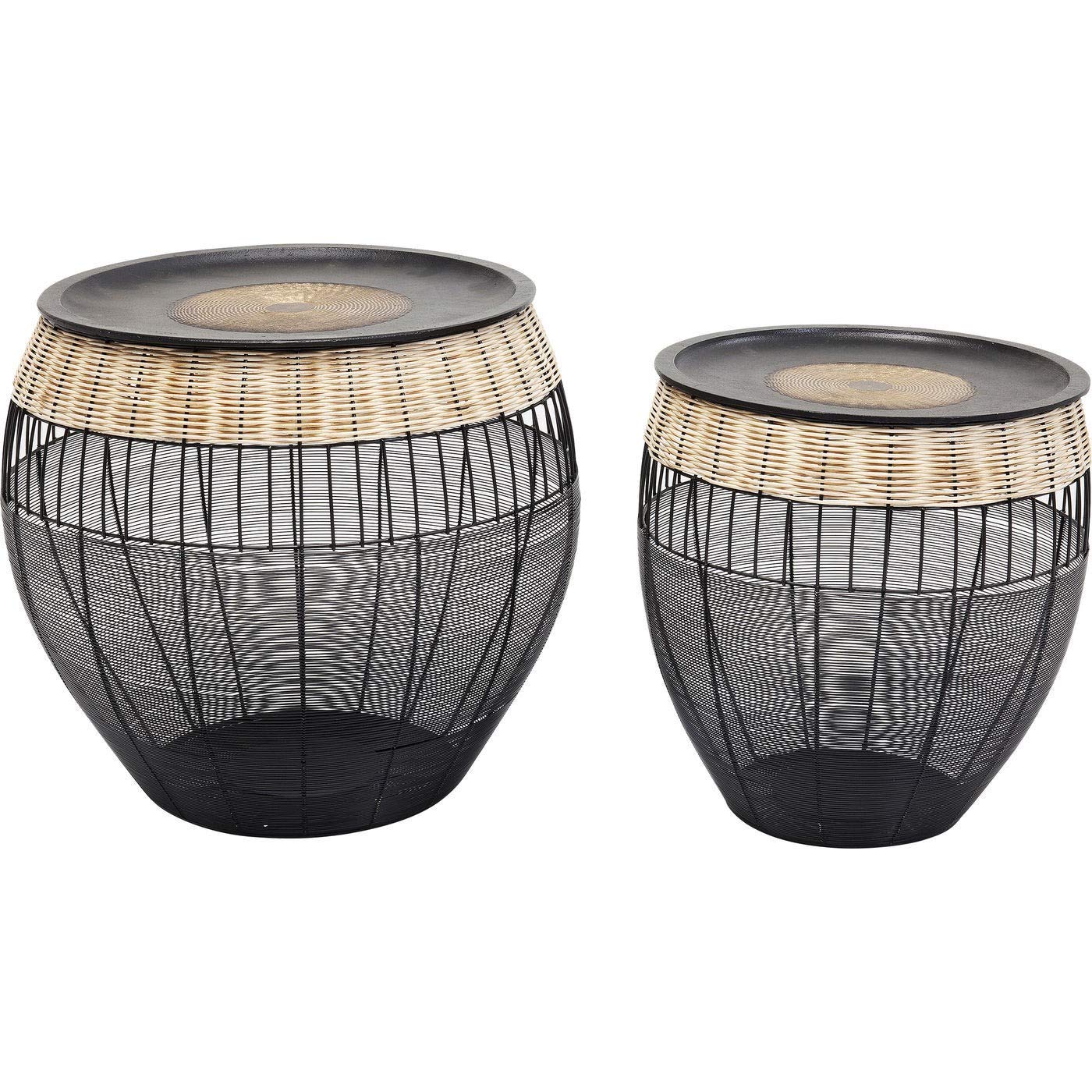 kare-design-african-drums-beistelltisch-2er-set-schwarz-braun-48x46x46-cm image 4
