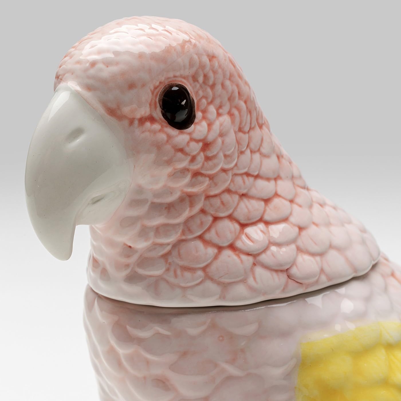 kare-design-deko-dose-exotic-bird-giallo-23x21x12-cm-rosa-gelb-keramik image 3