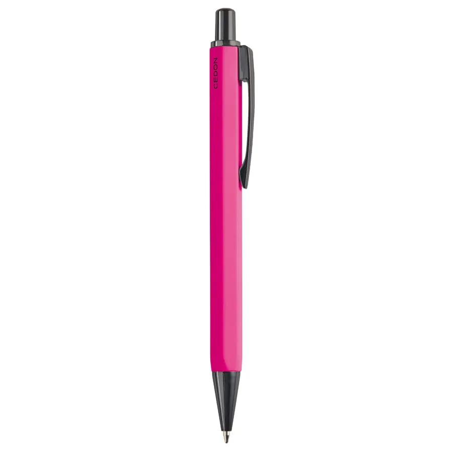 cedon-kugelschreiber-pink-alu-sechskant-schwarz-schreibend image 1