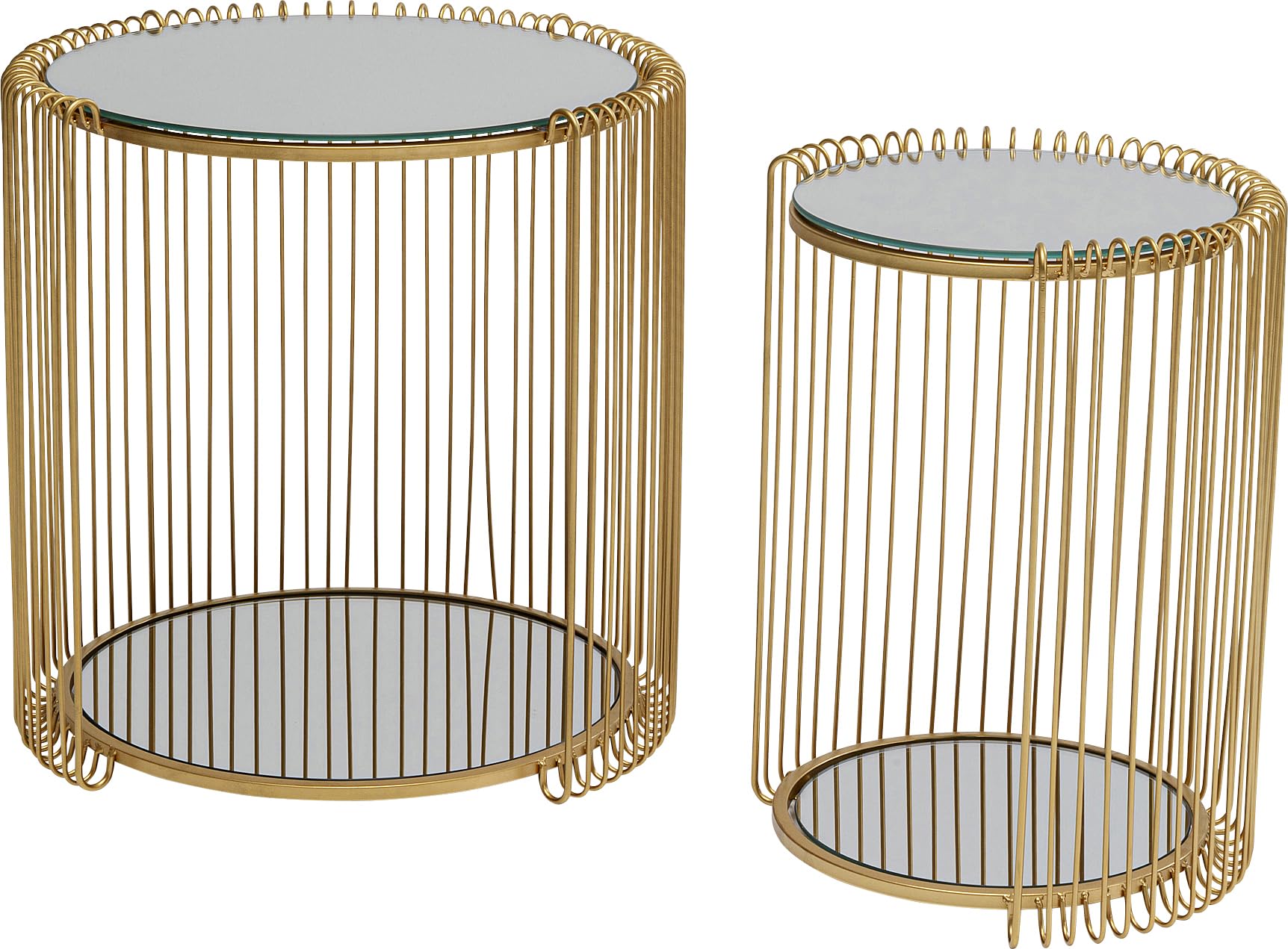 kare-design-wire-double-beistelltisch-2er-set-gold-45-cm-mit-spiegelglas image 2