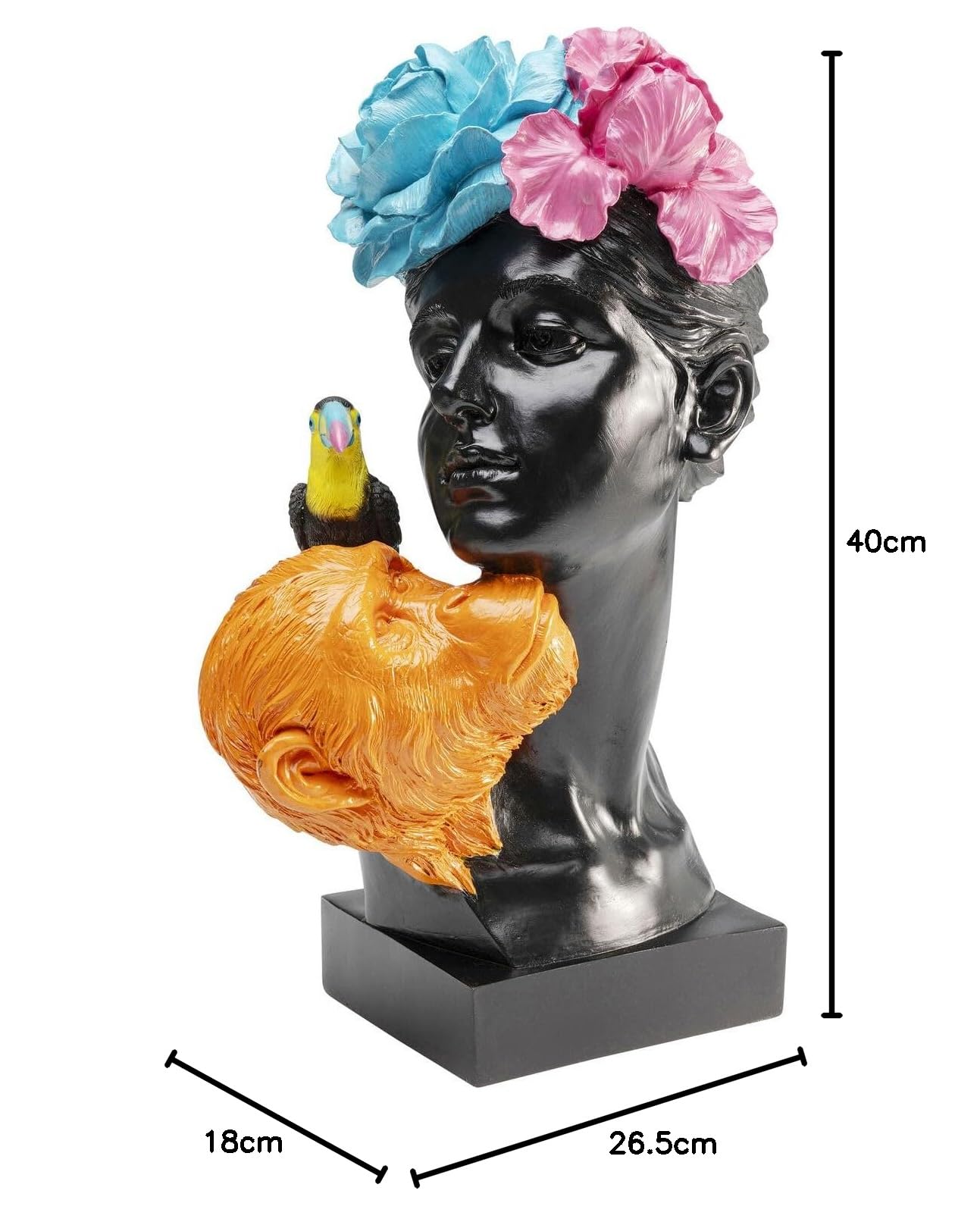 kare-design-deko-figur-jungle-lady-schwarz-bunt-40-cm image 6