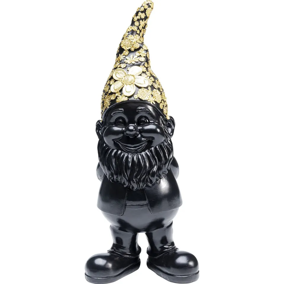 kare-design-deko-figur-zwerg-standing-schwarz-gold-30x12x9-cm image 1