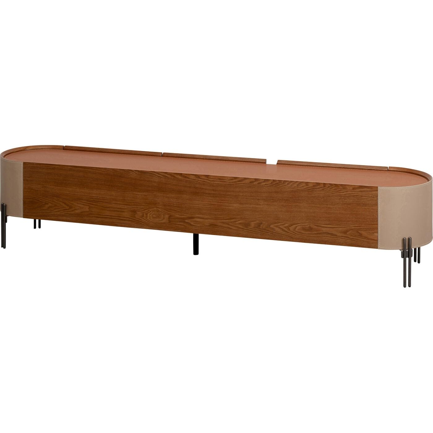 kare-design-tango-lowboard-beige-orange-lederoptik-mit-3-schubladen-200x41-cm image 4