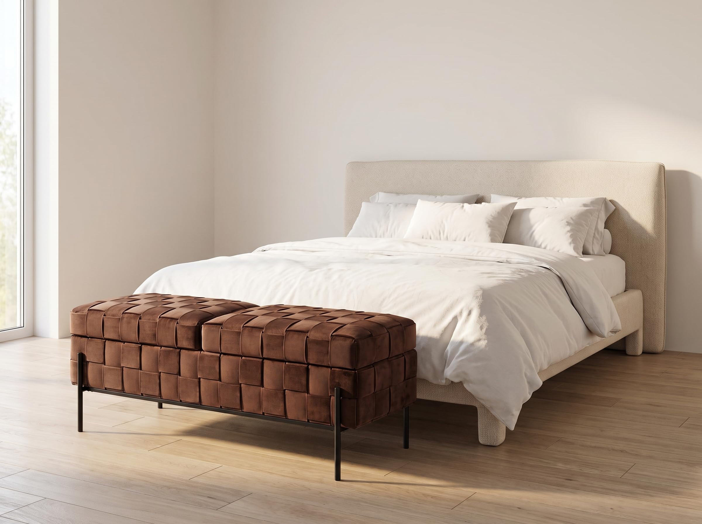 kare-design-weave-mocca-truhenbank-braun-47x121x41-cm image 2