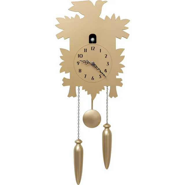 kare-design-wanduhr-cuckoo-bird-matt-gold-58-3x23-5x6-cm image 1