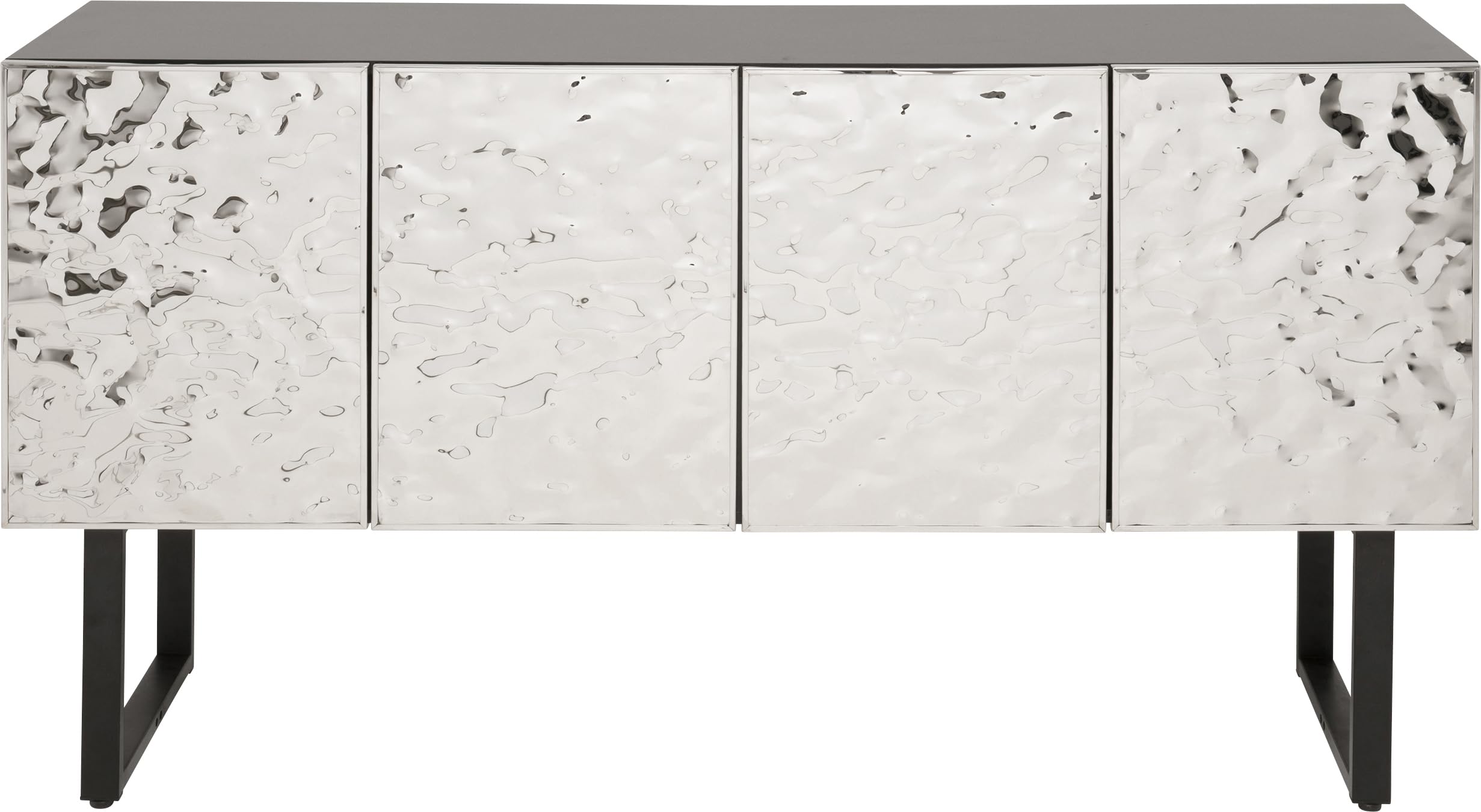 kare-design-carino-sideboard-silber-schwarz-chrom-80x151x41-cm-mit-4-t-ren-push- image 1