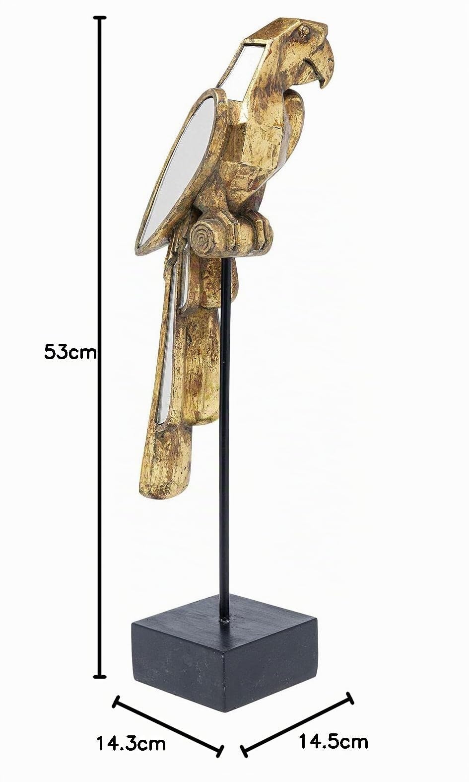 kare-design-deko-objekt-mirrored-parrot-xl-gold-53cm-papagei-tierfigur-mit-spieg image 6
