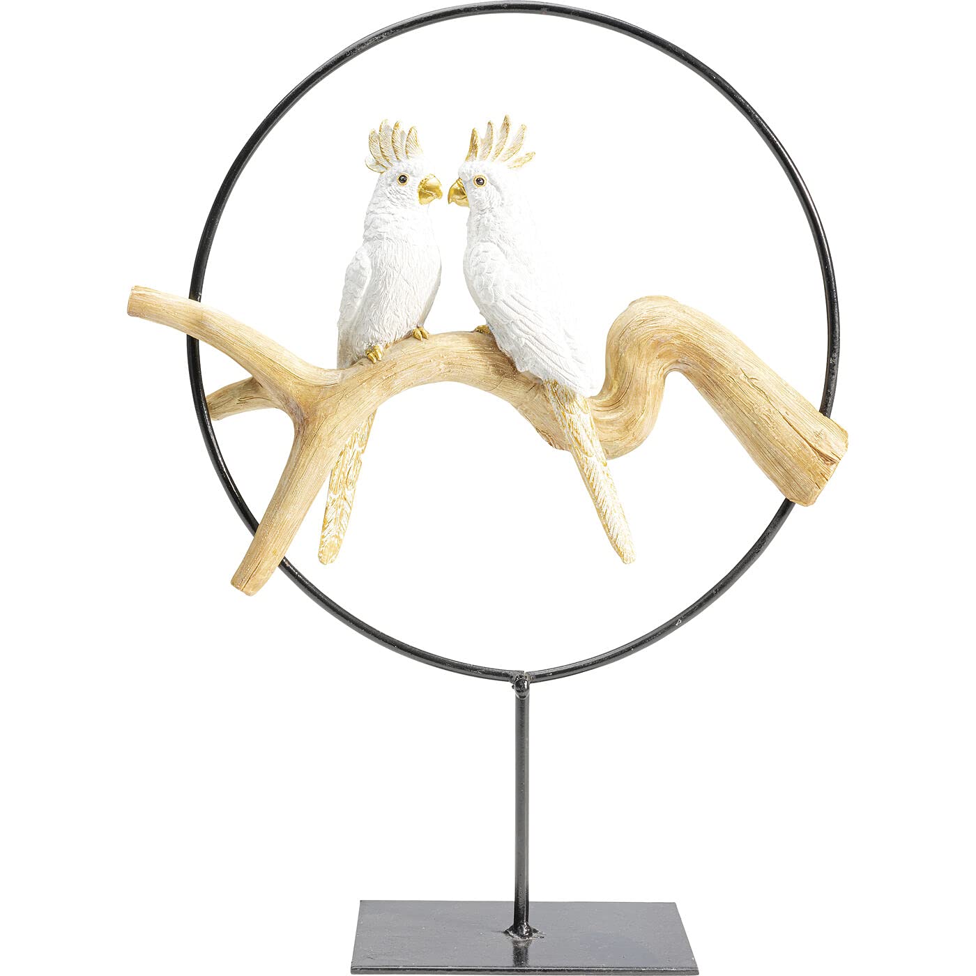 kare-design-objekt-parrots-in-love-35cm-wei-deko-papageienpaar-metall image 1