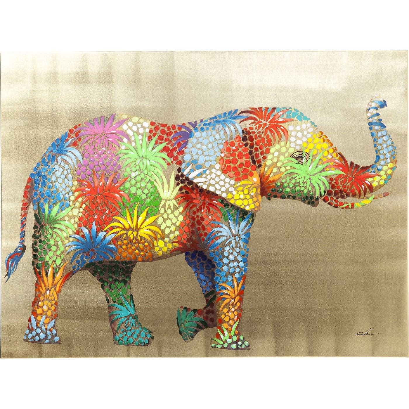 kare-design-touched-flower-elephant-leinwandbild-bunt-90x120x4-cm image 8