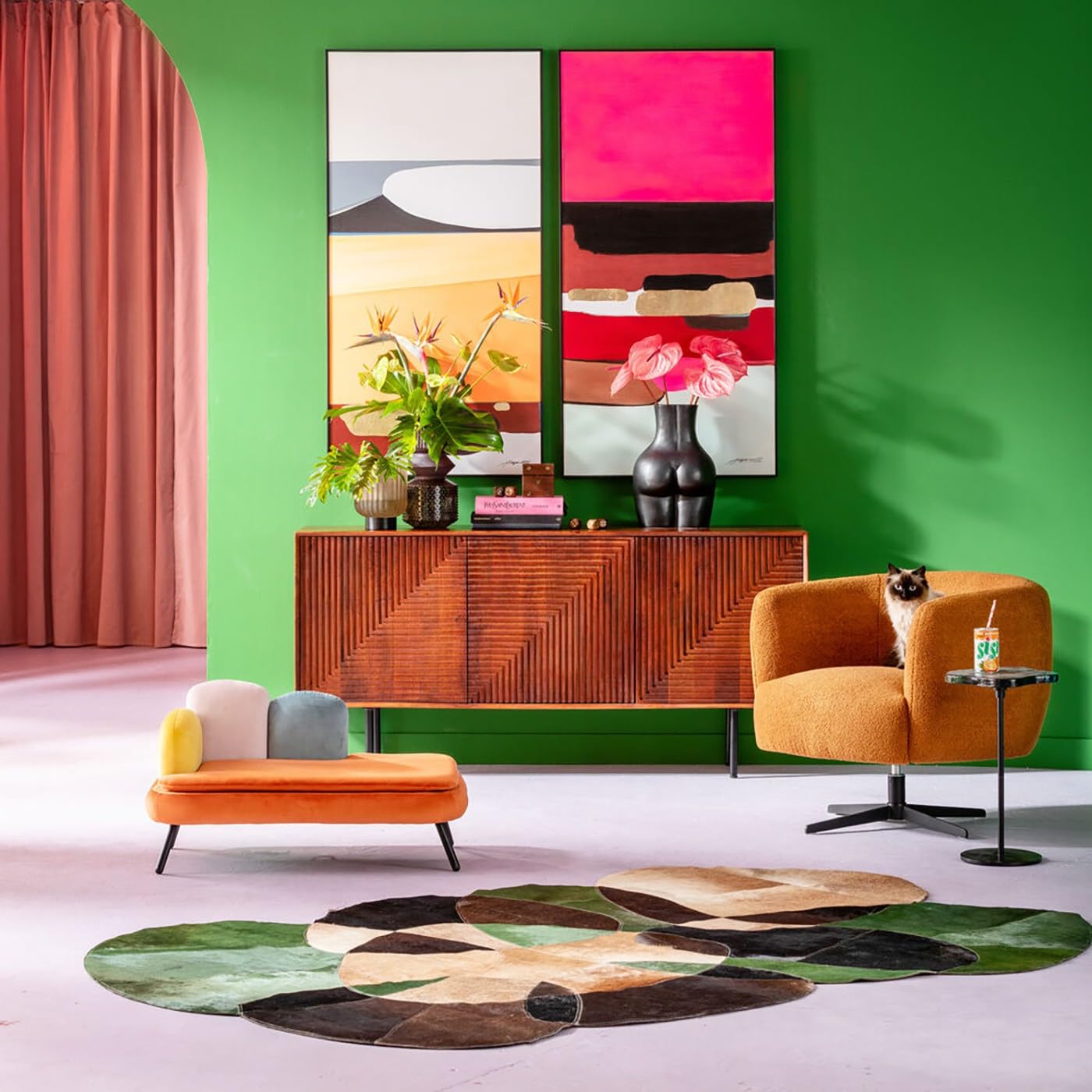 kare-design-gerahmtes-bild-abstract-shapes-orange-73x143cm-leinwandbild-abstrakt image 2