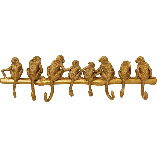 kare-design-monkey-wandgarderobe-gold-8-haken-22x70x6-cm image 1