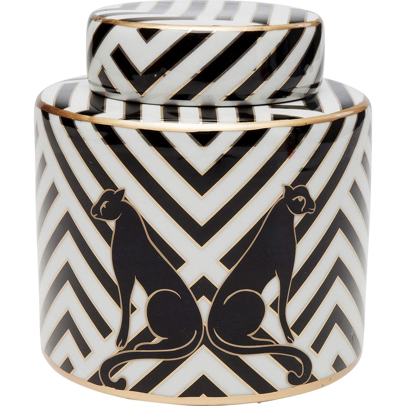 kare-design-panther-deko-gef-dose-16-cm-schwarz-wei-gold image 1