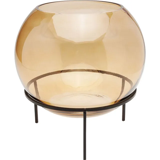 kare-design-vase-63952-braun-25-cm-kugelvase-aus-bernsteinglas-mit-metallgestell image 1