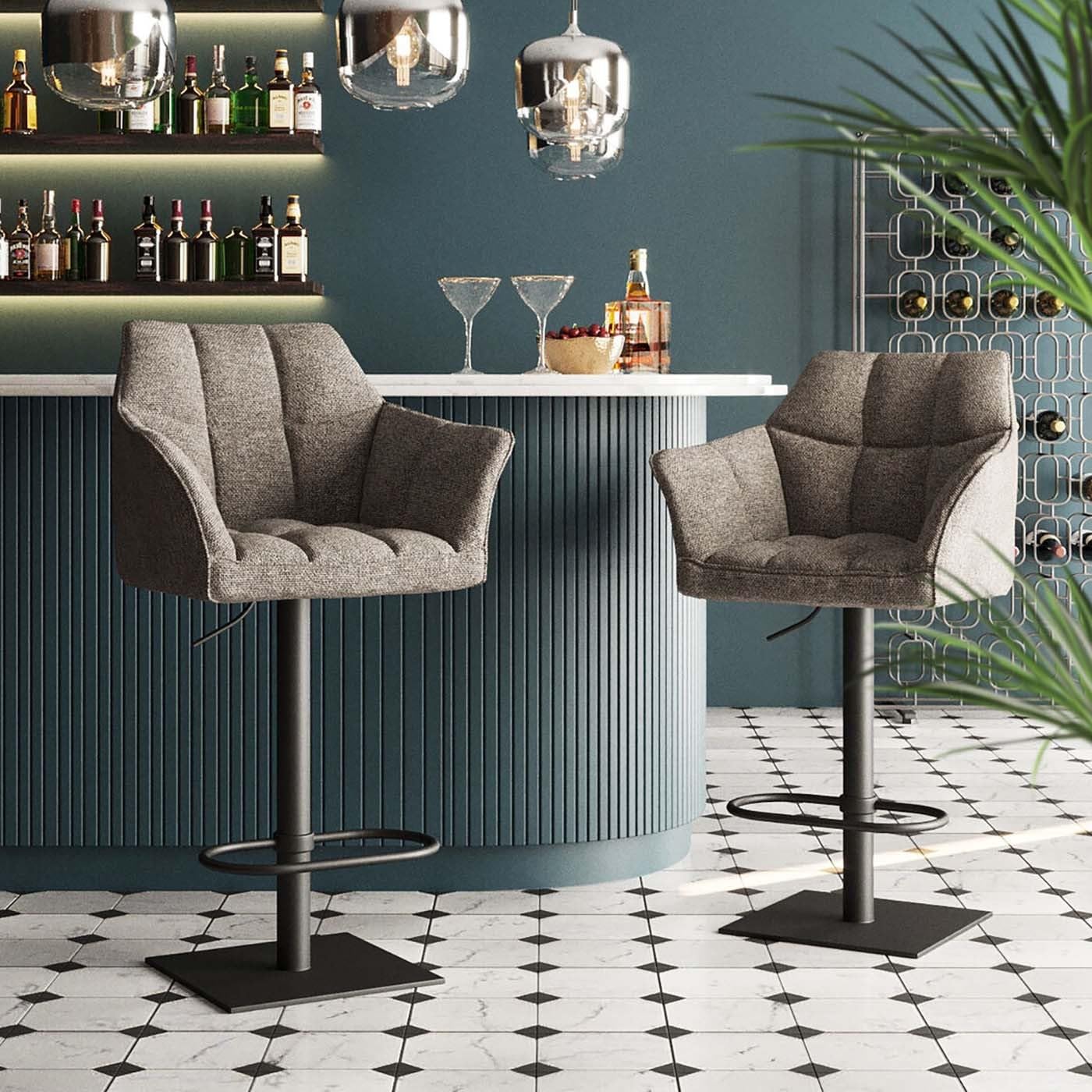 kare-design-barhocker-thinktank-schwarz-wei-h-henverstellbarer-barstuhl-111x65x5 image 2