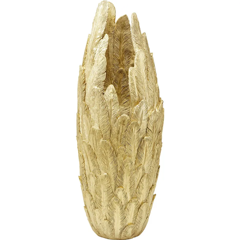 kare-design-feathers-bodenvase-gold-feder-design-vase-80x34x34-cm image 1