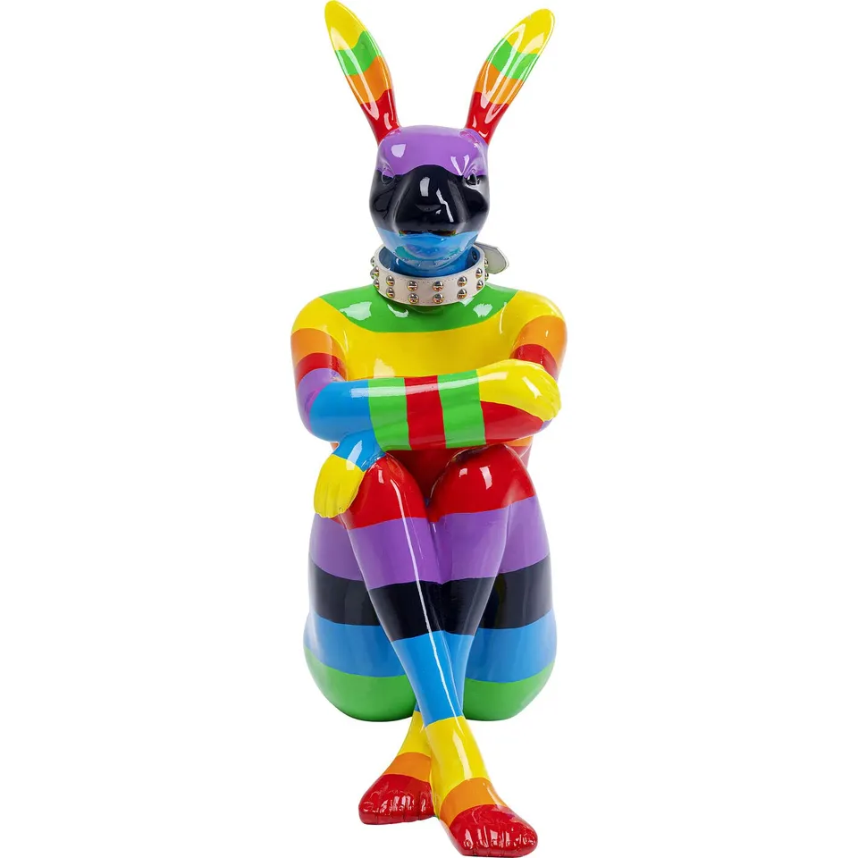 kare-design-sitting-rabbit-rainbow-deko-figur-mehrfarbig-fiberglas-80x35x60-cm image 1