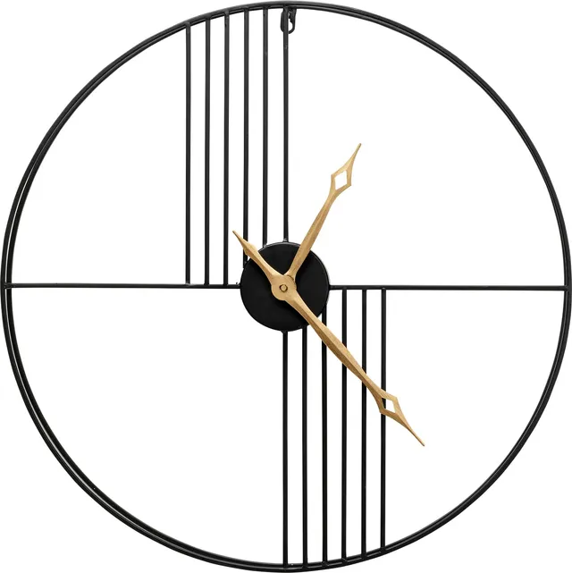 kare-design-wanduhr-strings-schwarz-gold-60cm-quarz image 1