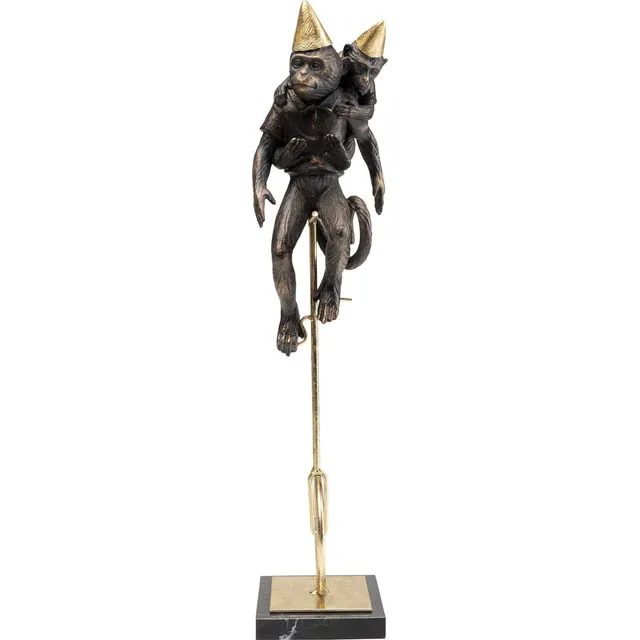 kare-design-dekofigur-affen-zirkus-paar-auf-einrad-mit-marmorsockel image 1
