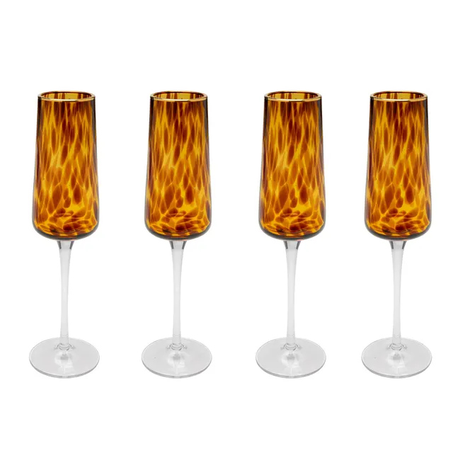 kare-design-caramel-sektglas-set-4-teilig-braun-210ml-goldrand image 1
