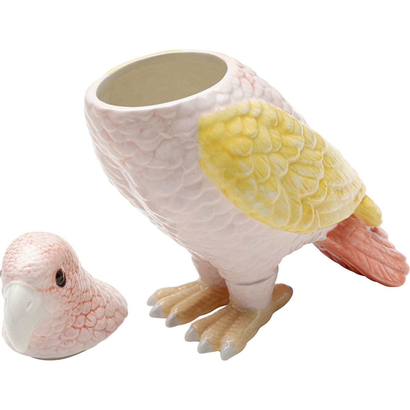 kare-design-deko-dose-exotic-bird-giallo-23x21x12-cm-rosa-gelb-keramik image 4