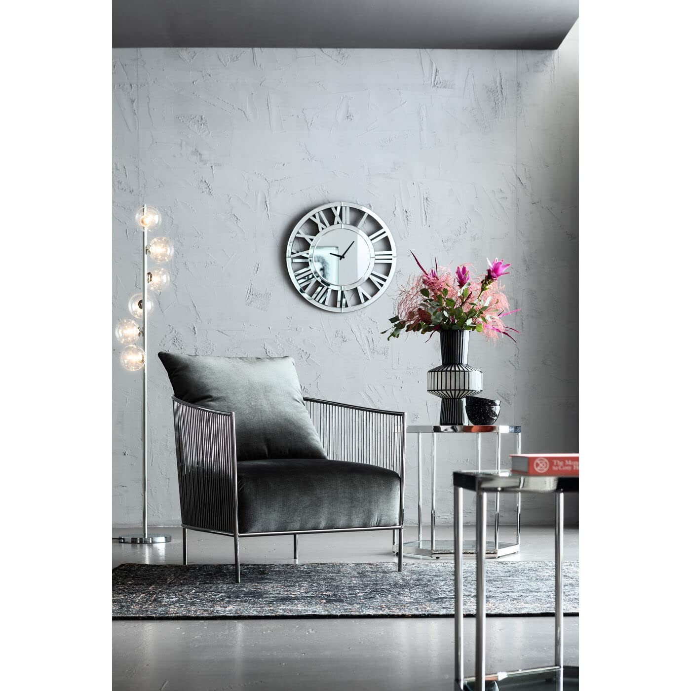 kare-design-wanduhr-specchio-verspiegelte-rund-wanduhr-60-cm-mit-r-mischen-ziffe image 2
