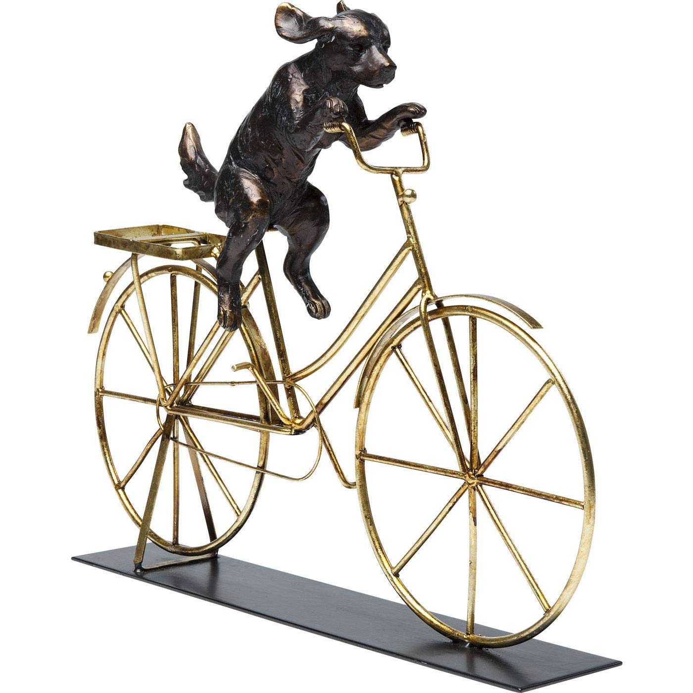 kare-design-dog-with-bicycle-deko-skulptur-schwarz-gold-35-5x44x7-5-cm image 5