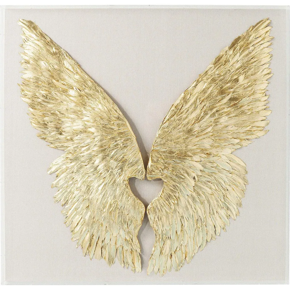 kare-design-wings-wandschmuck-gold-wei-120x120x8-cm image 1