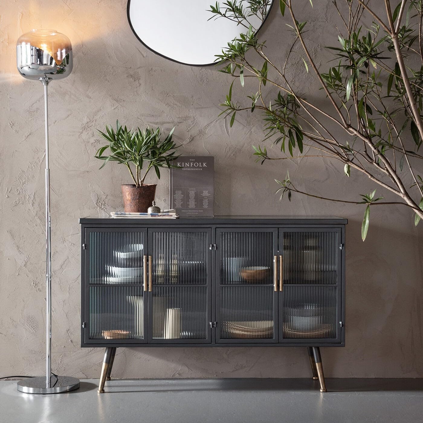 kare-design-la-gomera-sideboard-4-t-ren-tv-board-120x35x75-cm-stahl-schwarz-mit- image 2