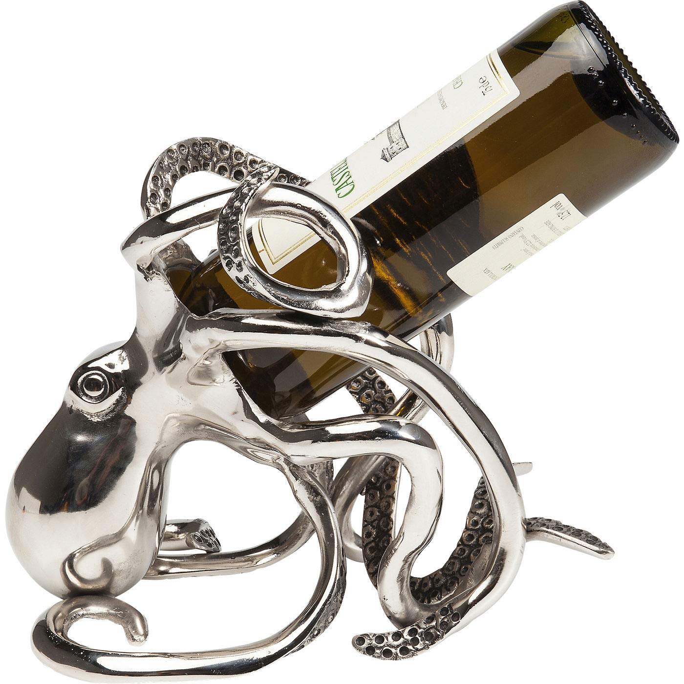 kare-design-flaschenhalter-octopus-silber-wein-flaschengestell-aluminium-25x16x2 image 5