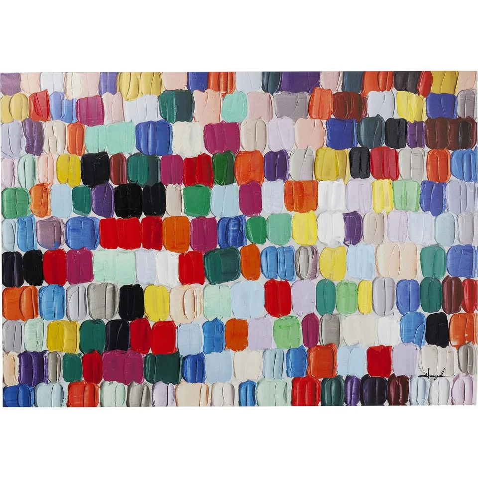 kare-design-bild-touched-colorful-dots-140x200x3-5-cm-abstraktes-leinwandbild-mi image 1
