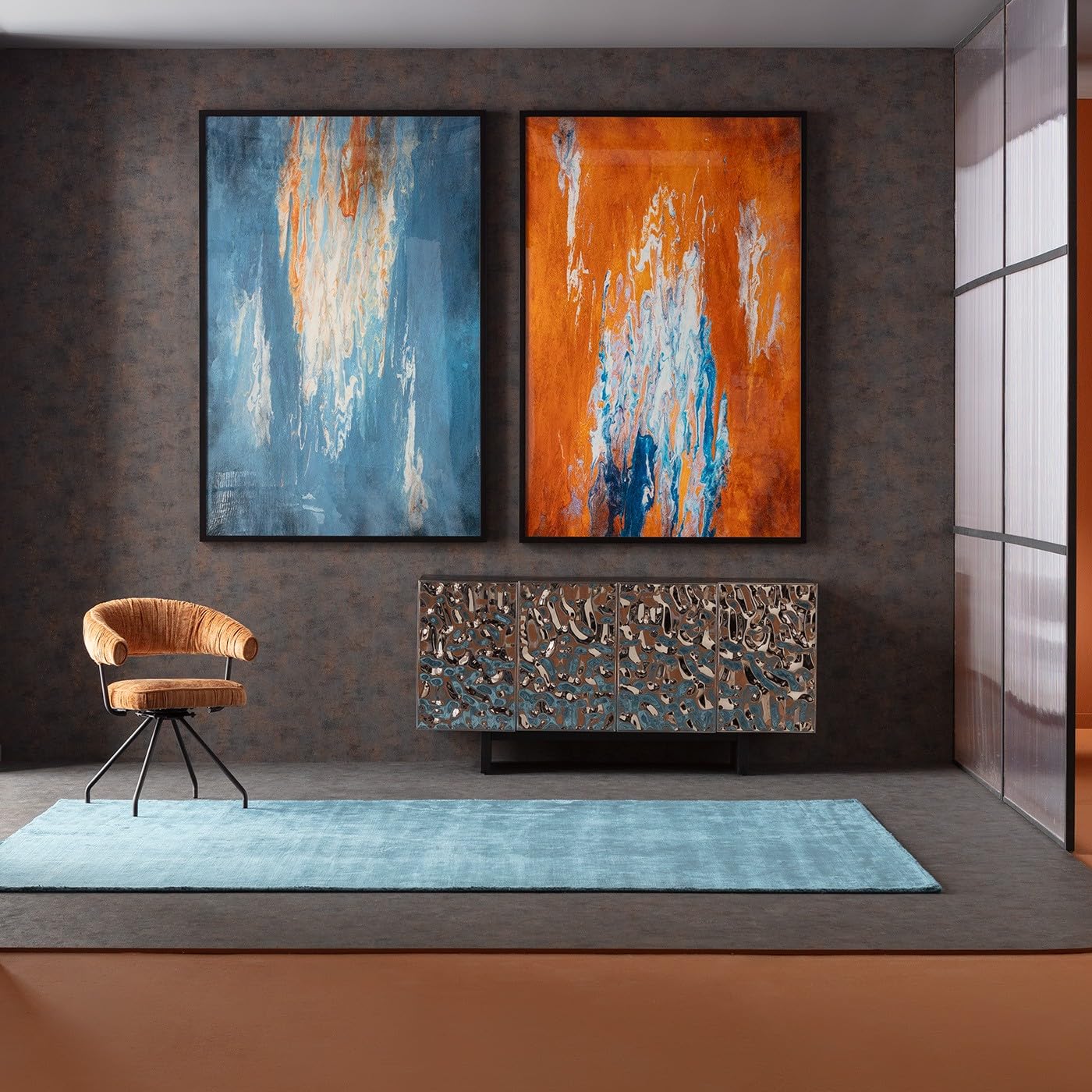 kare-design-wandbild-artistas-leinwandbild-blau-gerahmt-180x120-cm-abstrakt-mode image 5