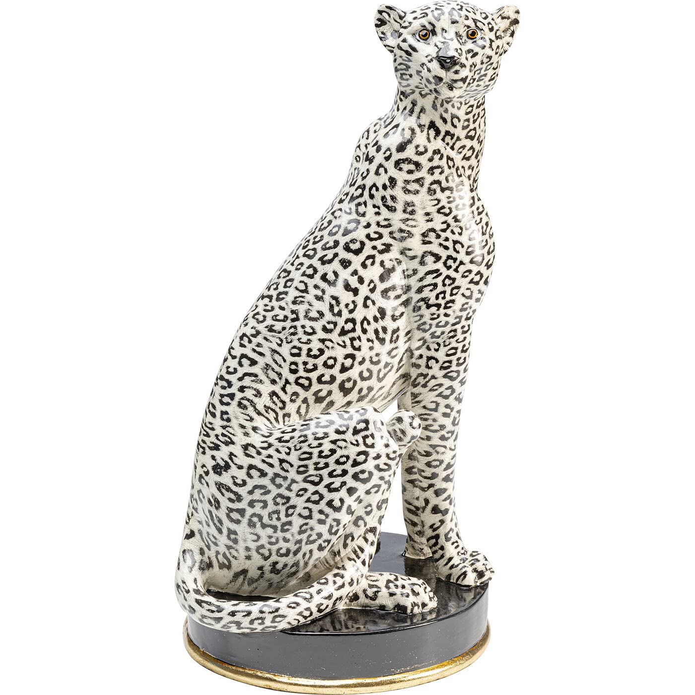 kare-design-deko-figur-cheetah-silber-54x30x26-cm-gepard-skulptur-auf-sockel image 1