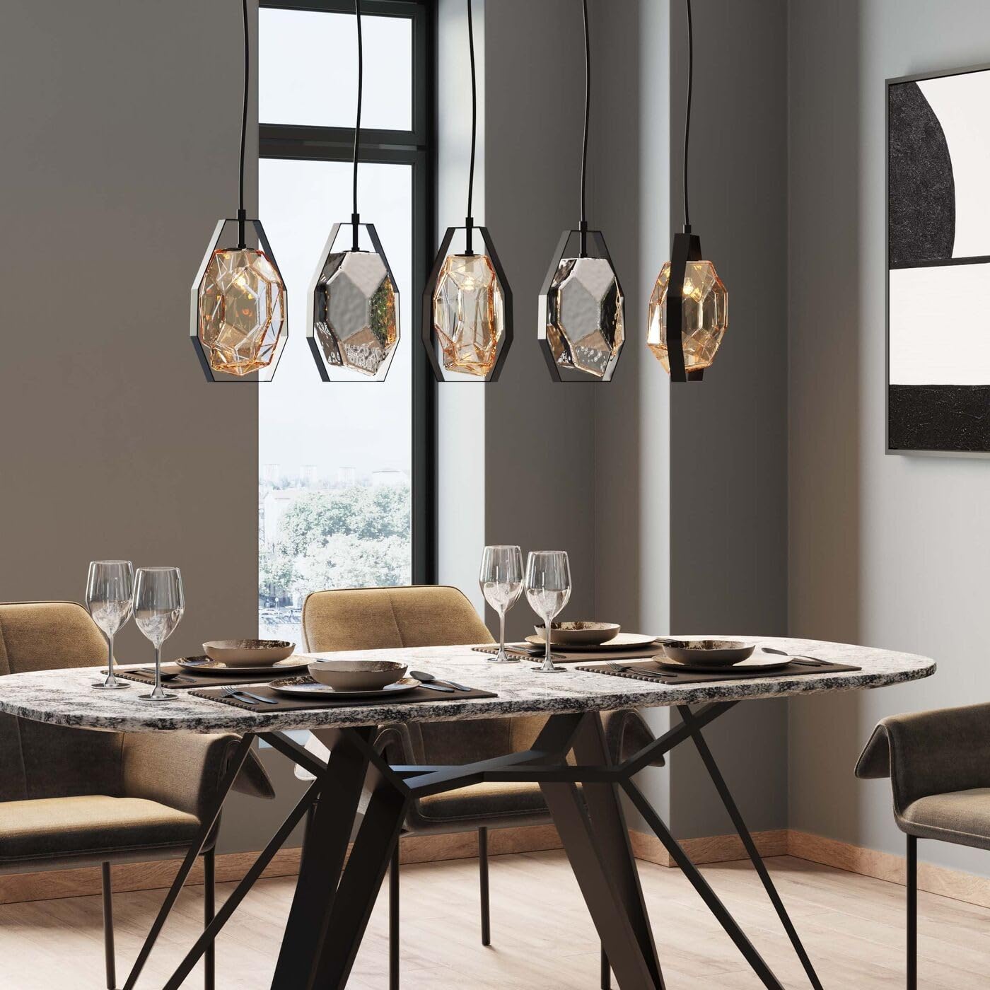 kare-design-h-ngelampe-diamond-fever-dining-schwarz-moderne-h-ngeleuchte-130-cm- image 2