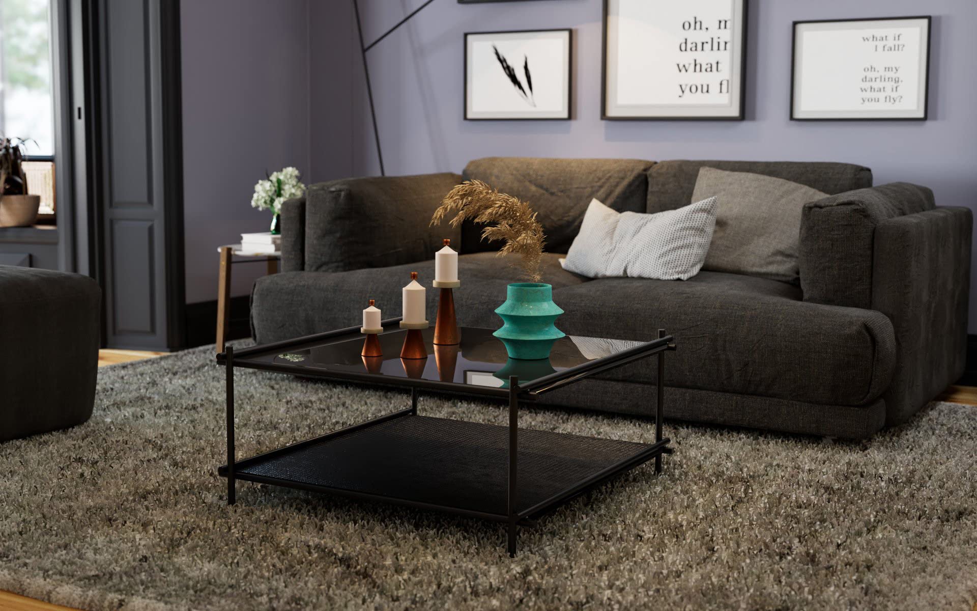 kare-design-couchtisch-mesh-80x80-cm-schwarz-mit-pvc-netzablage image 2