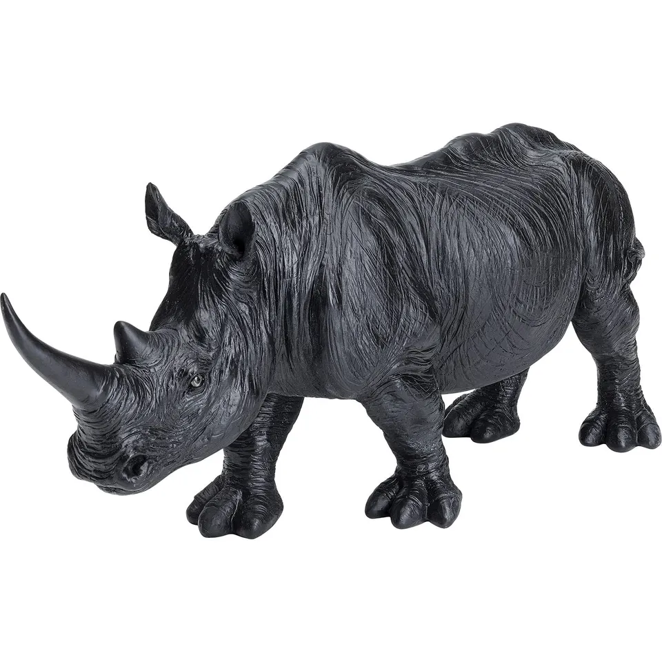 kare-design-deko-figur-walking-rhino-schwarz-108-cm-handbemalt image 1