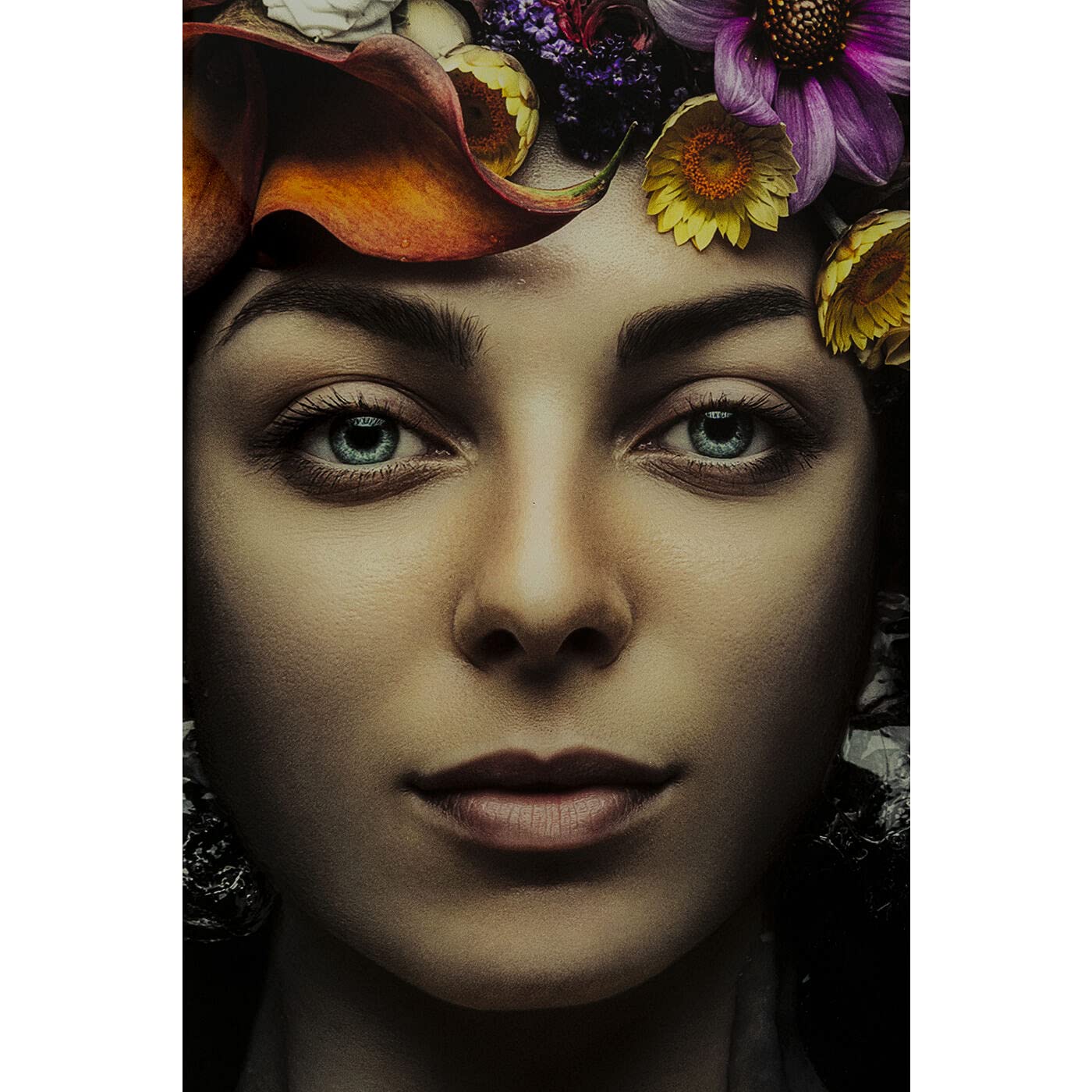 kare-design-glasbild-flower-art-lady-mehrfarbig-120x120-cm-wandbild-fotodruck-hi image 3