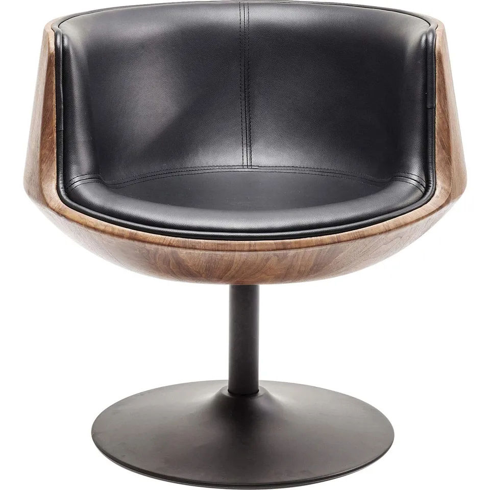 kare-design-drehstuhl-club-walnut-schwarz-braun-mid-century-sessel-75x62x61cm image 1