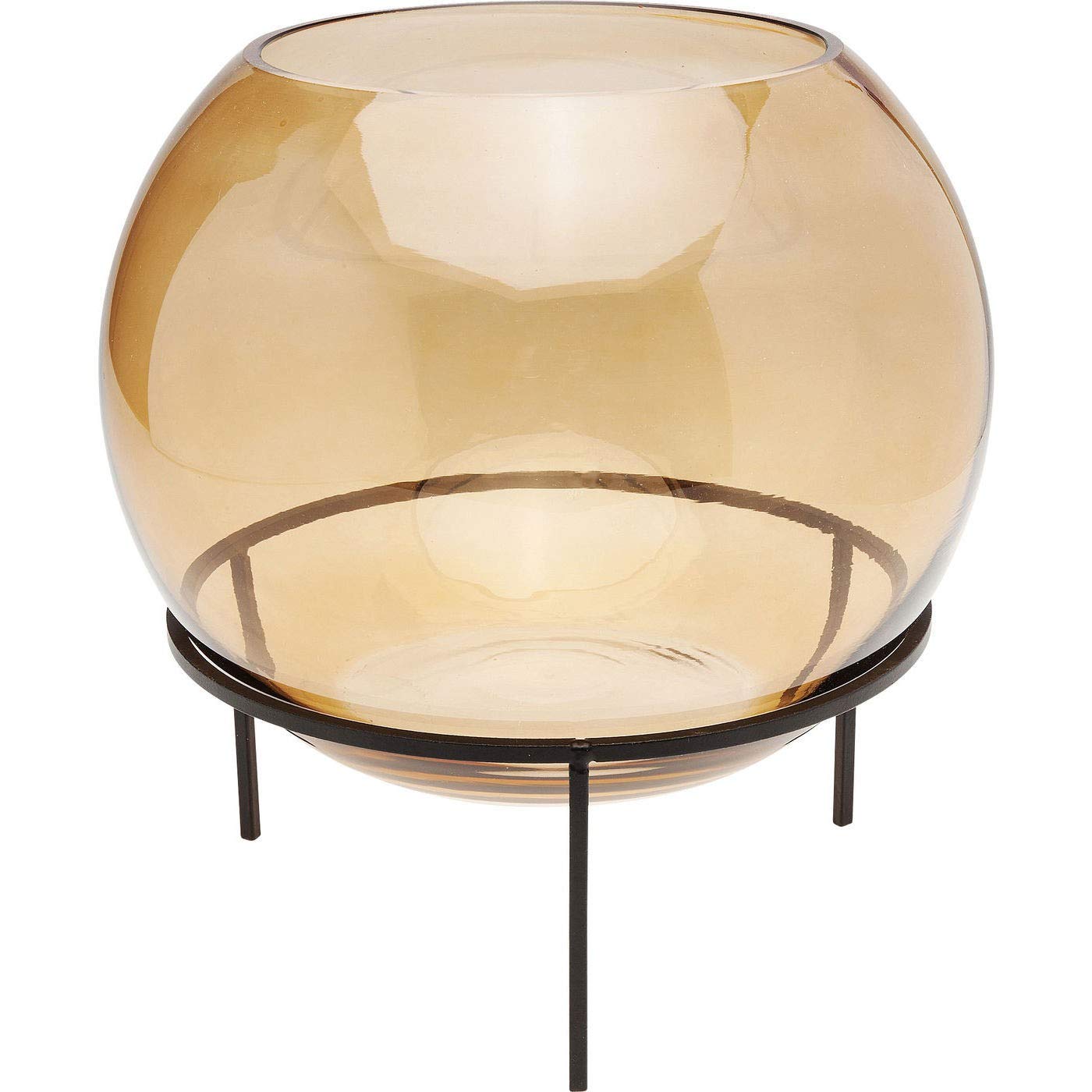 kare-design-vase-63952-braun-25-cm-kugelvase-aus-bernsteinglas-mit-metallgestell image 1
