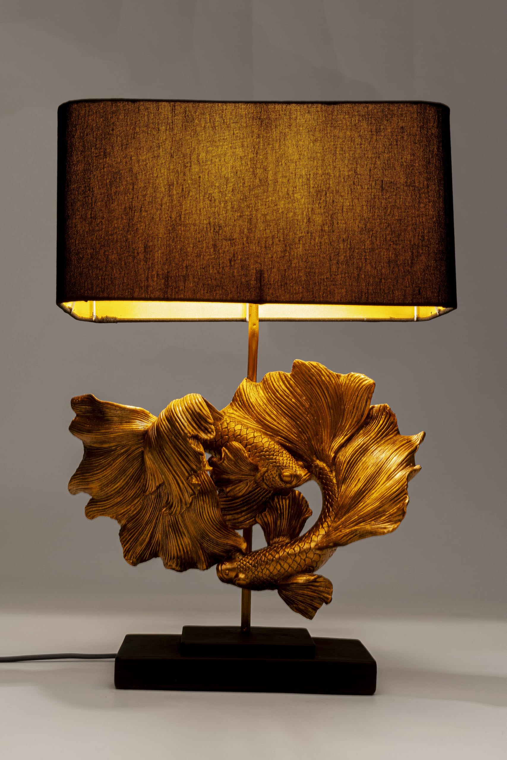 kare-design-tischleuchte-betta-fish-gold-schwarz-e27-leinen-schirm image 2