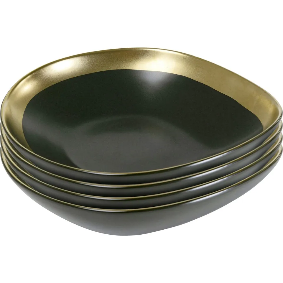 kare-design-teller-tief-vibrations-19-cm-keramik-teller-dunkelgr-n-mit-goldrand image 1