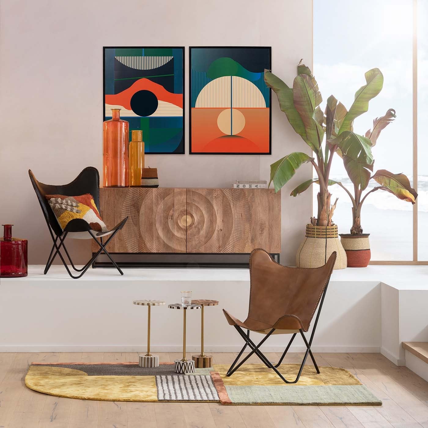 kare-design-bild-sunrise-orange-blau-gerahmt-75x100-cm-leinwand image 2