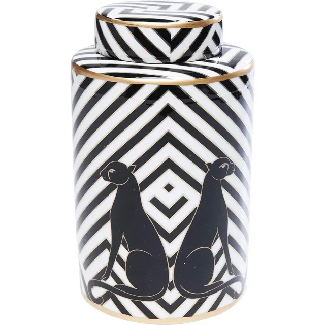 kare-design-deko-gef-panther-schwarz-wei-25-cm-keramik-vase-art-d-co image 1