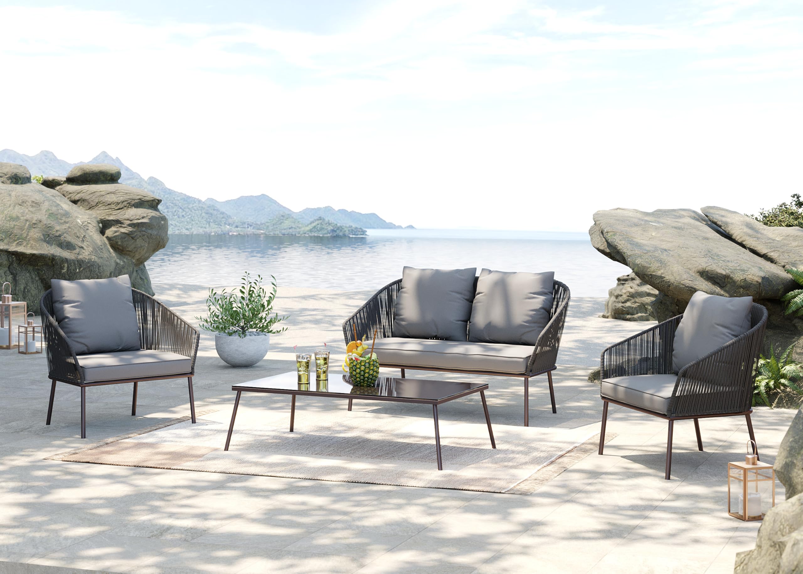 kare-design-sitzgruppe-elba-quattro-grau-outdoor-lounge-set-2-sitzer-2-sessel-ti image 2
