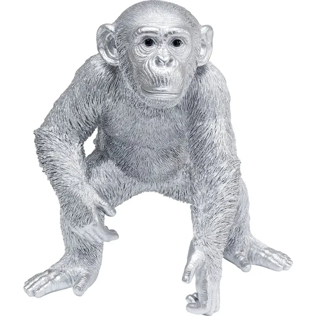 kare-design-deko-figur-playing-ape-silber-50cm-kunststein-xl image 1
