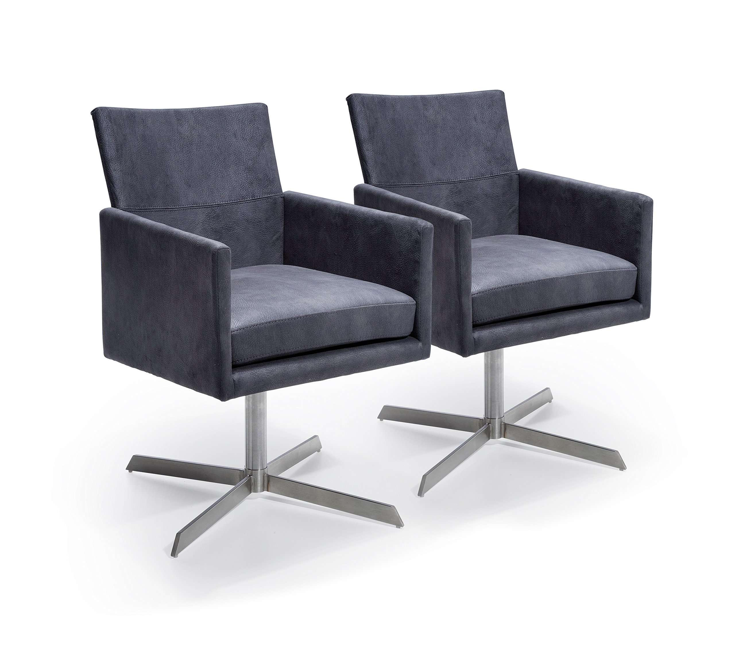 kare-design-stuhl-dialog-drehstuhl-grau-polster-drehstuhl-velour-optik-edelstahl image 1